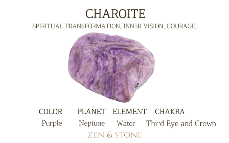 Charoite Raman Charoite – Meaning, Uses, & Healing Properties – Zen & Stone