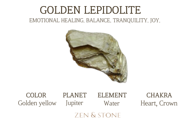 Golden Lepidolite  – Meaning, Uses, & Healing Properties