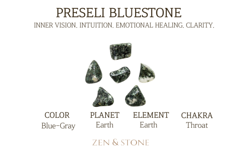 Preseli Bluestone – Meaning, Uses, & Healing Properties