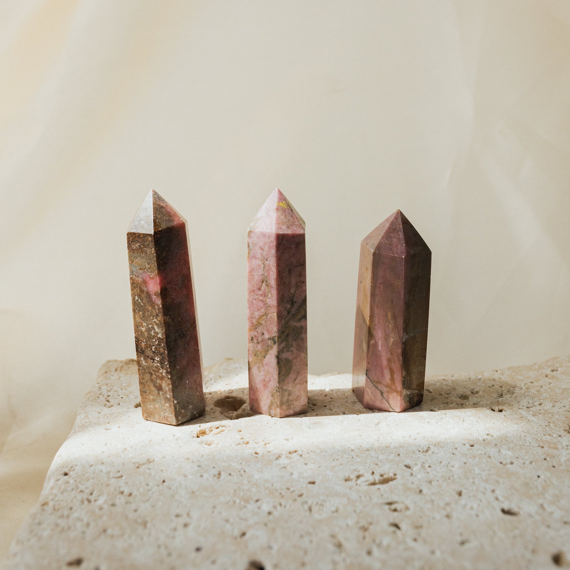 Natural Rhodonite Crystal Tower