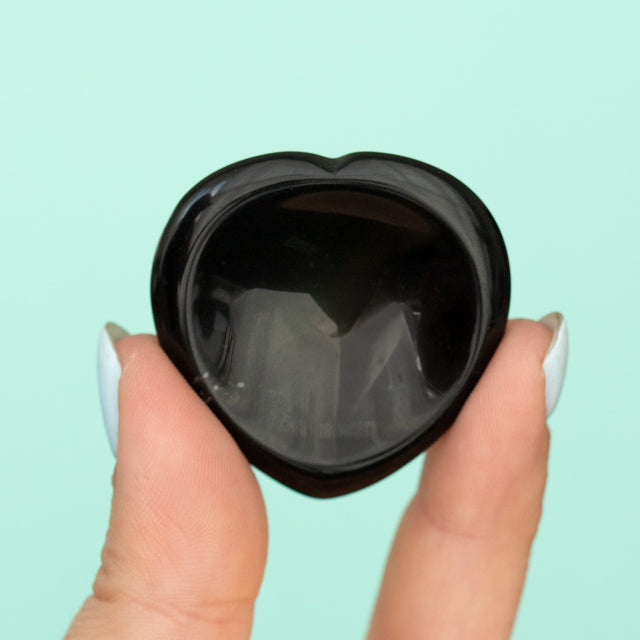 Black Obsidian Heart Shaped Worry Stone