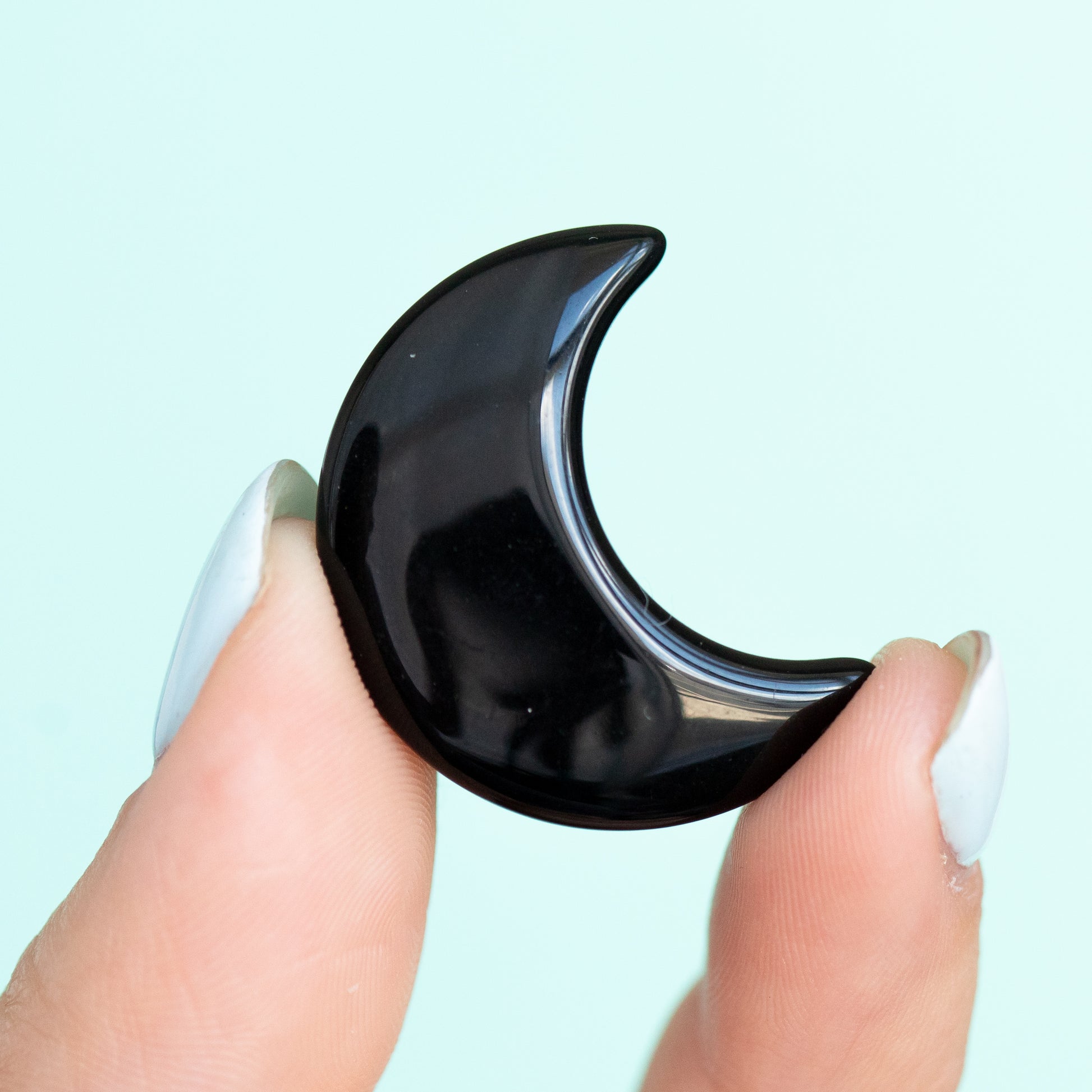 Black Obsidian Crescent Moon