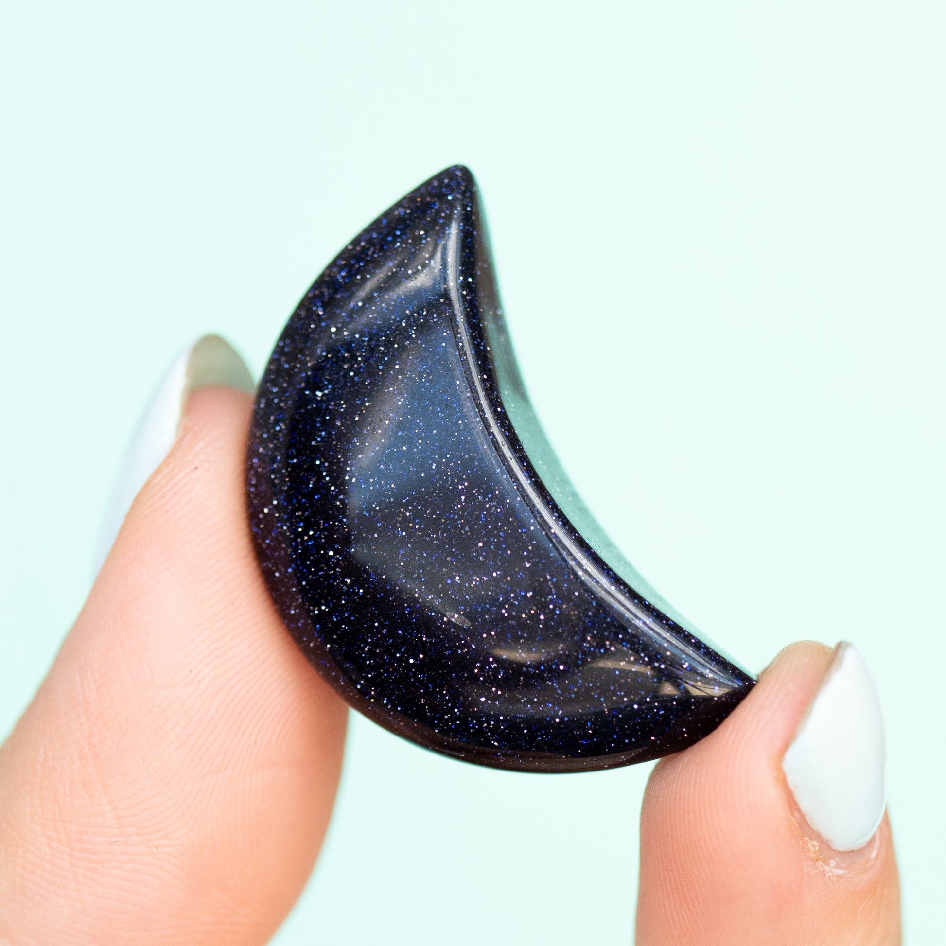 Blue Goldstone Crescent Moon