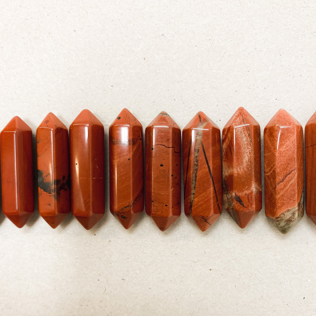 Red Jasper Double Pointed Hexagonal Column