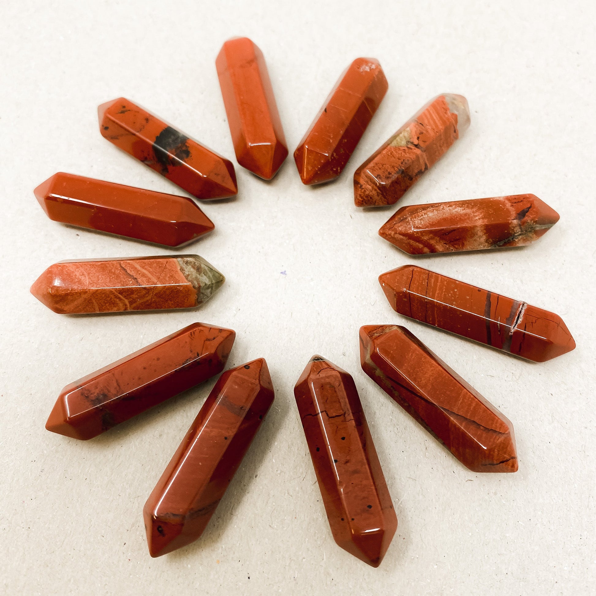 Red Jasper Double Pointed Hexagonal Column