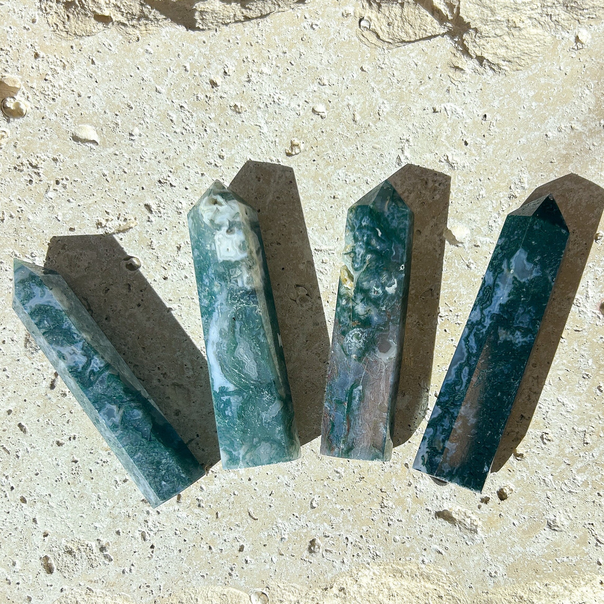 Natural Moss Agate Tower