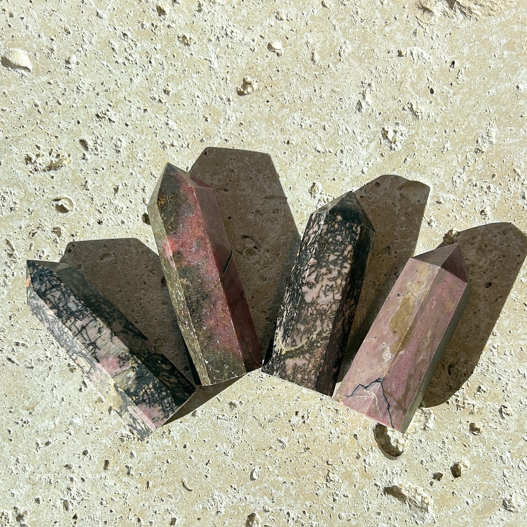 Natural Rhodonite Crystal Tower