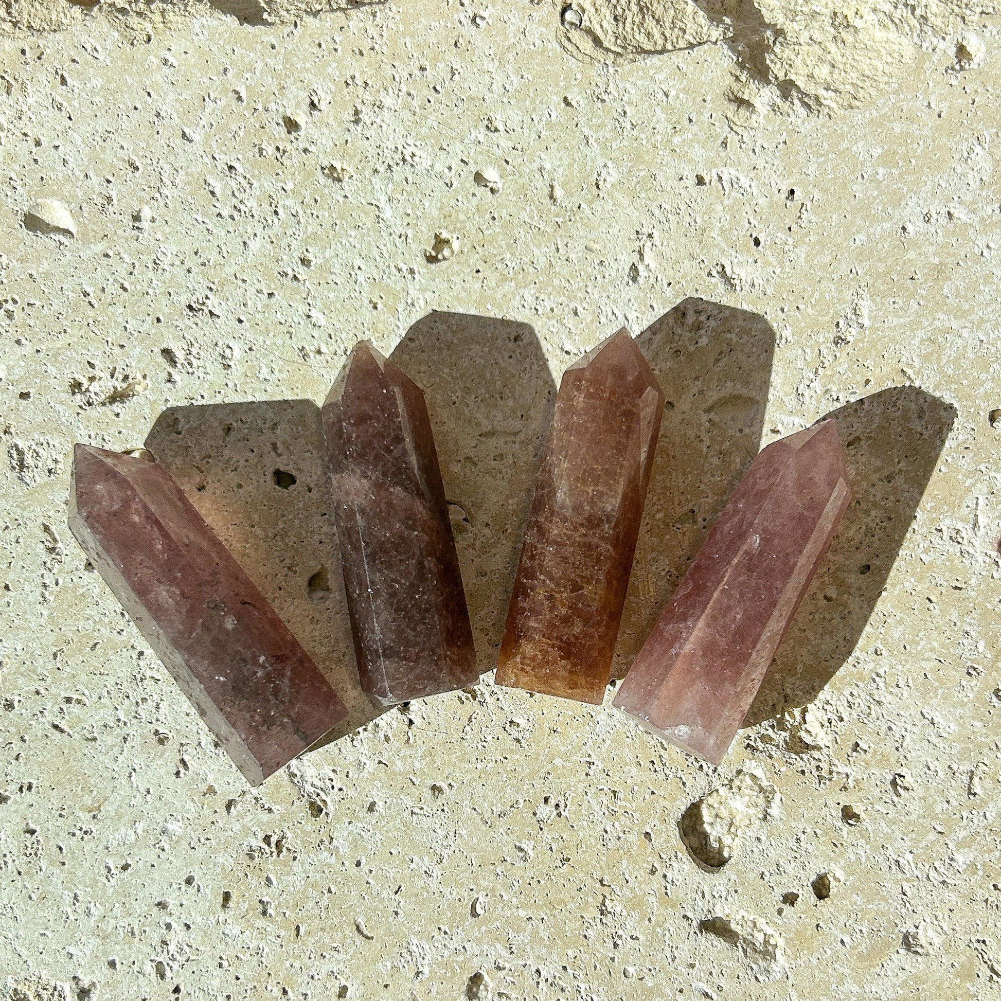 Natural Strawberry Quartz Crystal Tower