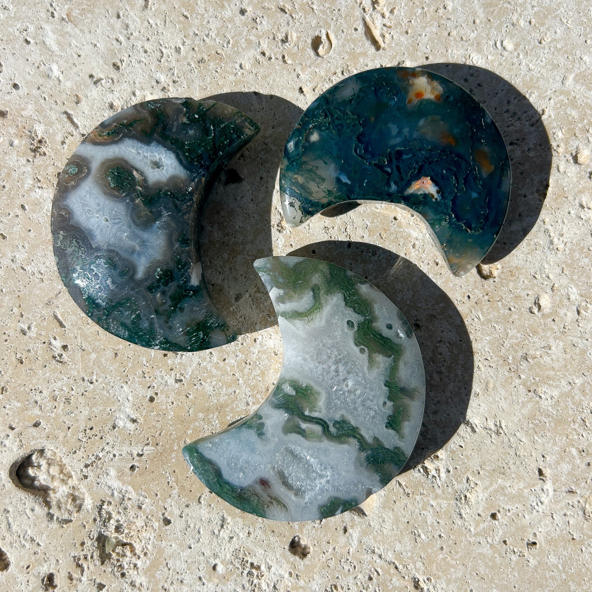 Ocean Agate Crescent Moon Crystal