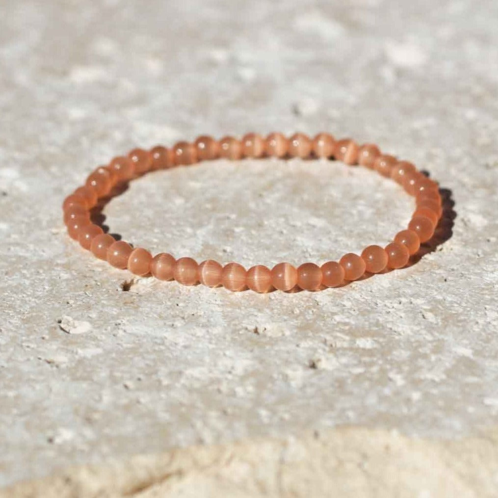 Natural Orange Cat Eye Gemstone Bracelet