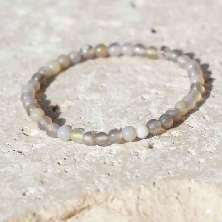 Gray Lace Agate Gemstone Bracelet