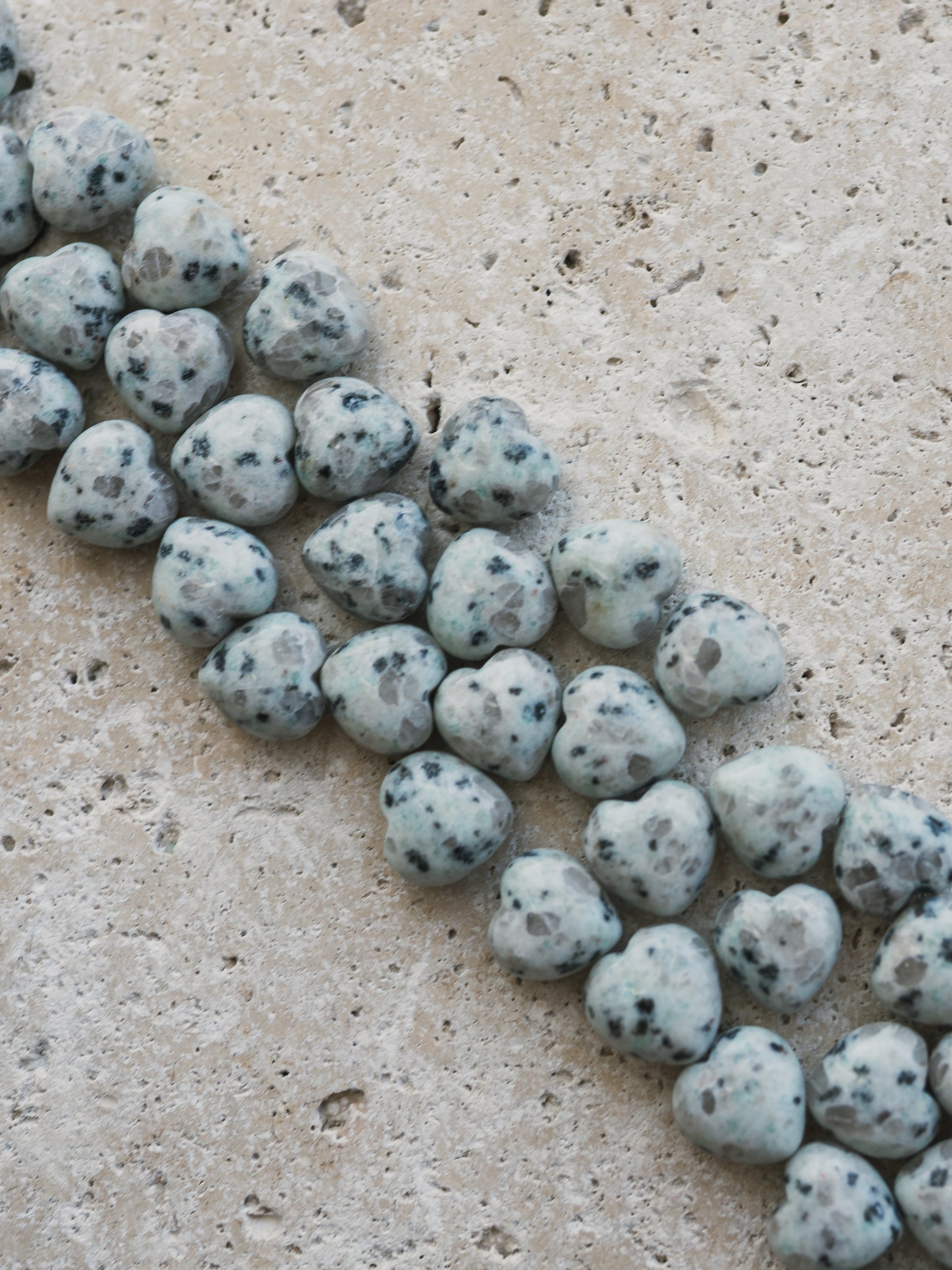 Mini Kiwi Jasper Puffy Hearts