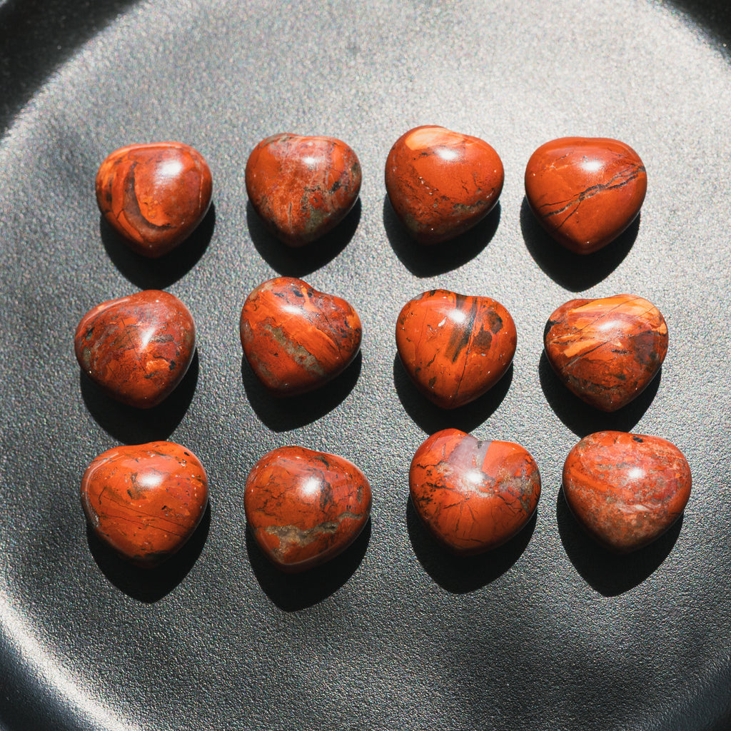 Red Jasper Quartz Puffy Hearts