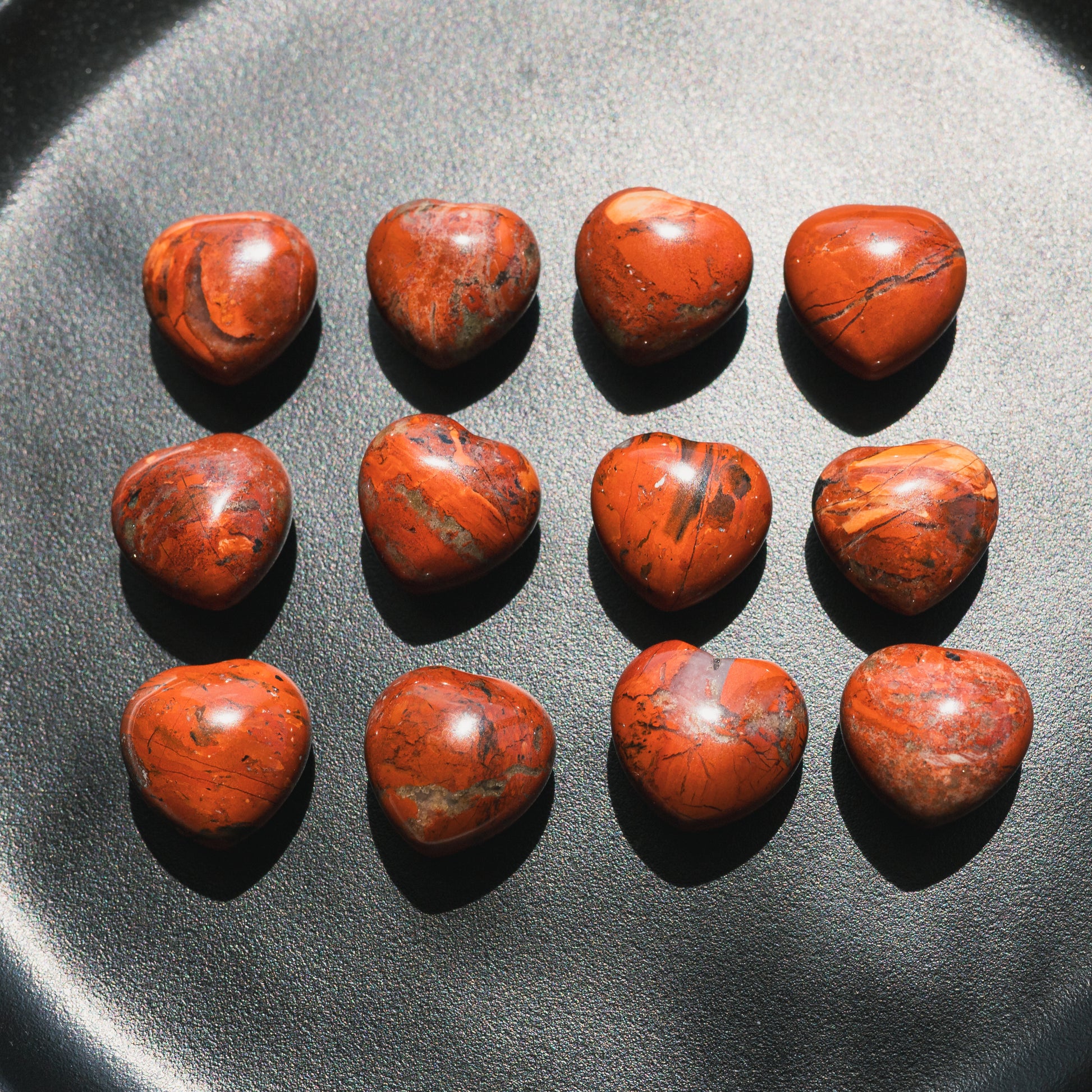 Red Jasper Quartz Puffy Hearts