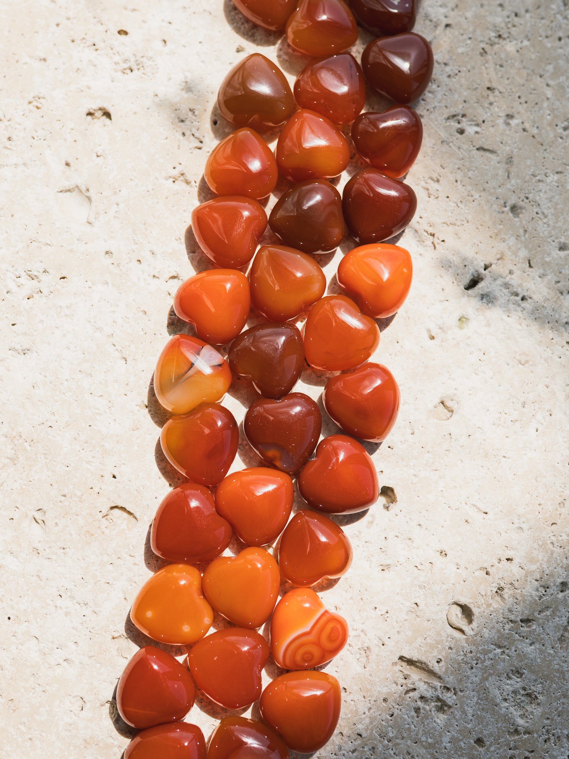 Red Agate Quartz Puffy Hearts