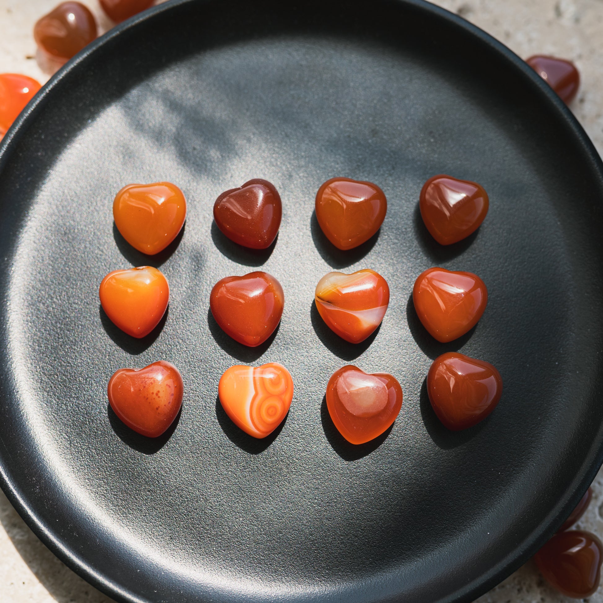 Red Agate Quartz Puffy Hearts