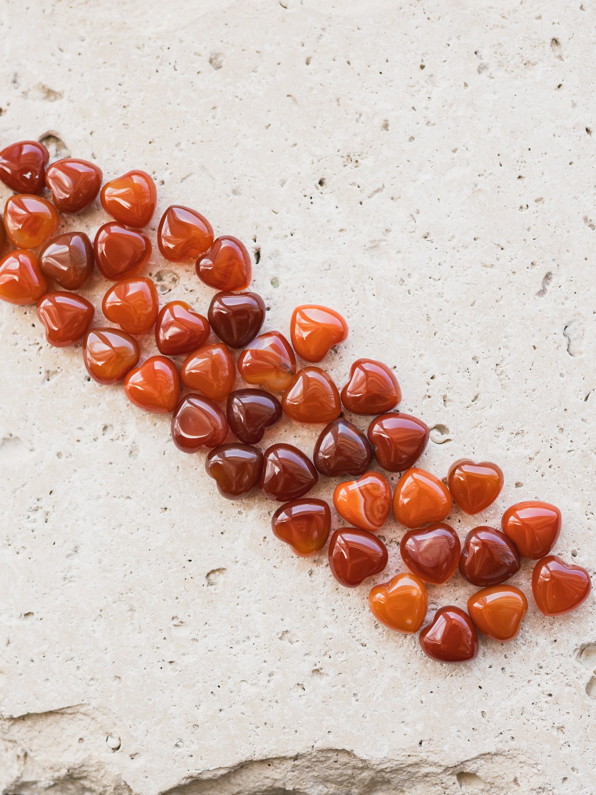 Red Agate Quartz Puffy Hearts