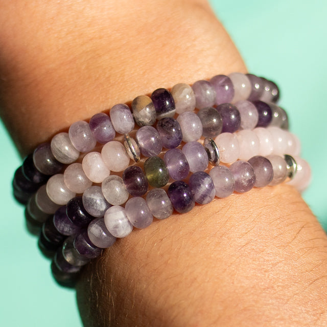 Amethyst and Rose Quartz Gemstone Bracelet
