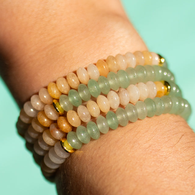 Green Aventurine and Yellow Jade Gemstone Bracelet