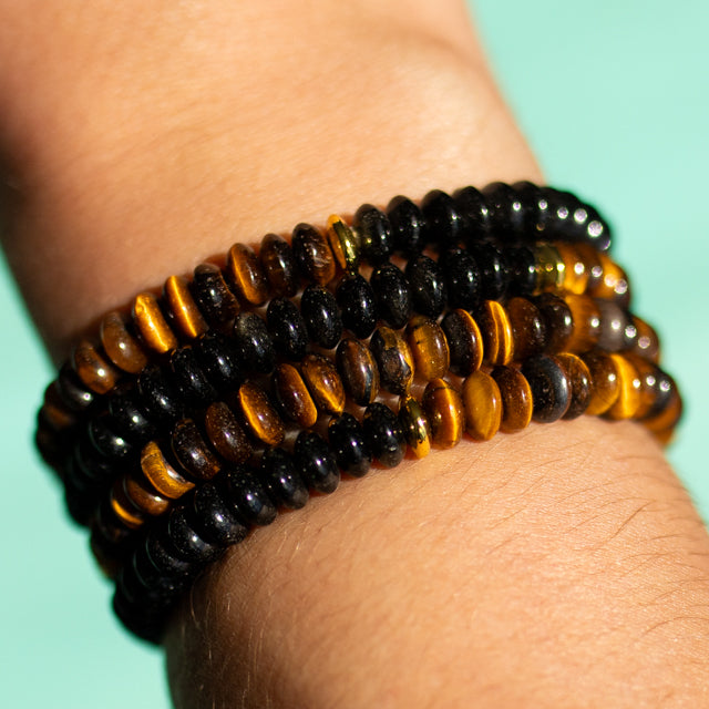 Tigers Eye and Black Jasper Gemstone Bracelet