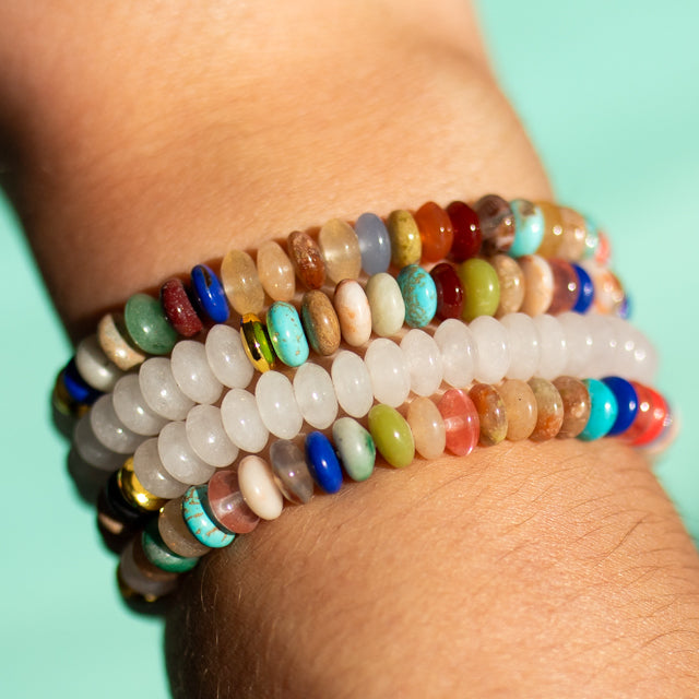 Mixed Stone and White Jade Gemstone Bracelet