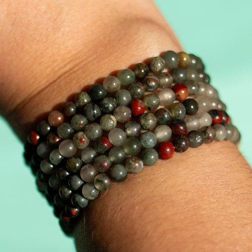 African Bloodstone Gemstone Bracelet