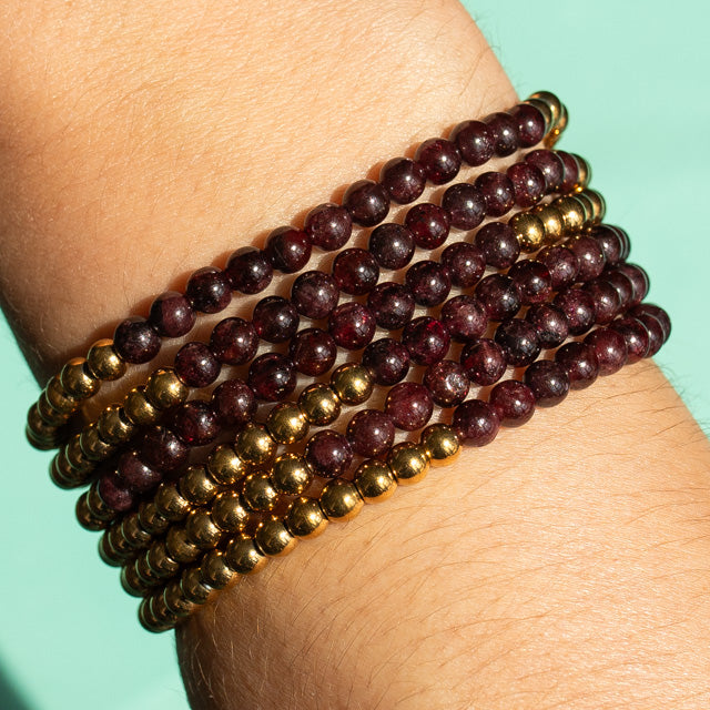 Garnet Gemstone Bracelet - January Birthstone