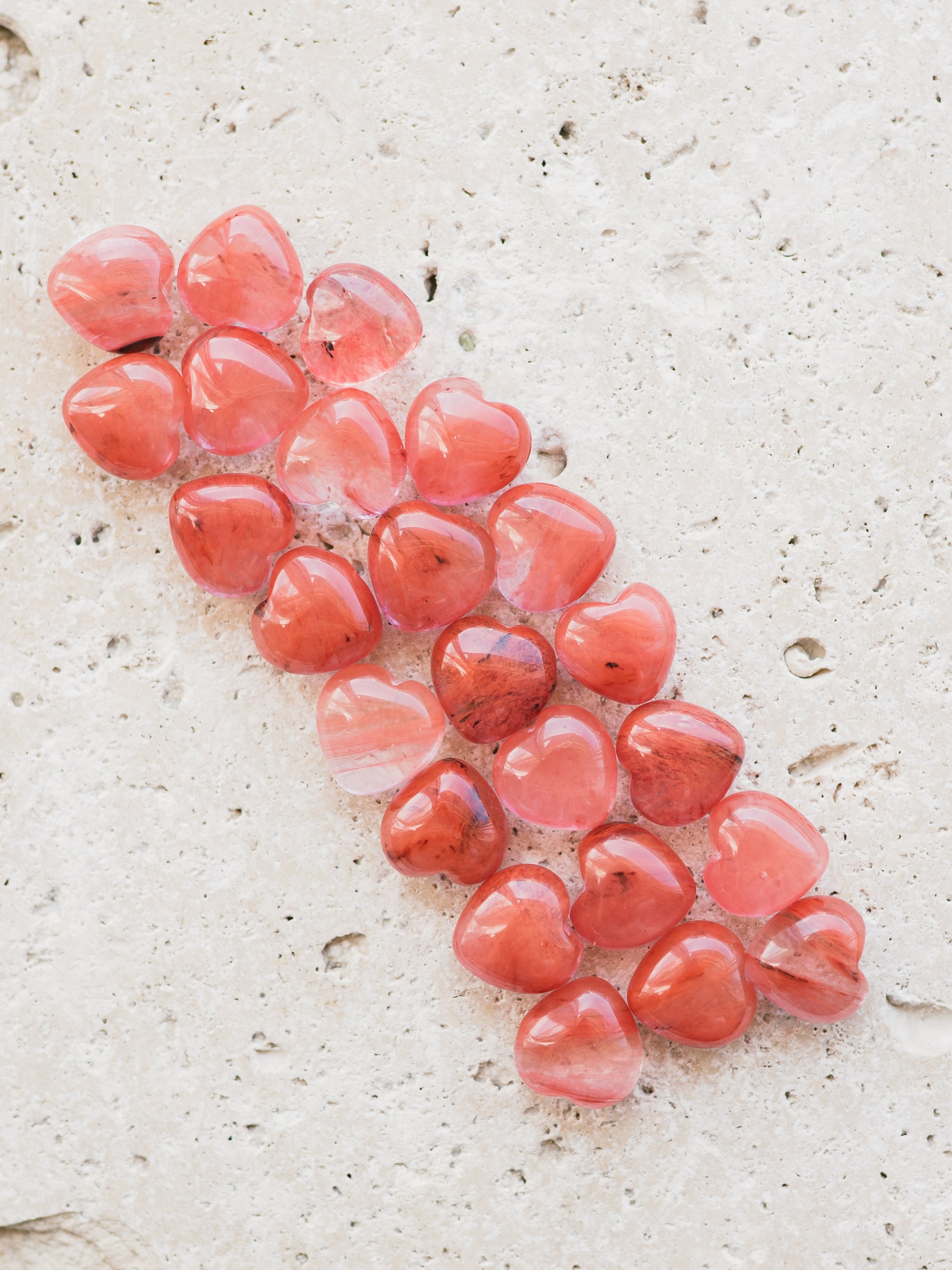 Mini Cherry Quartz Puffy Hearts