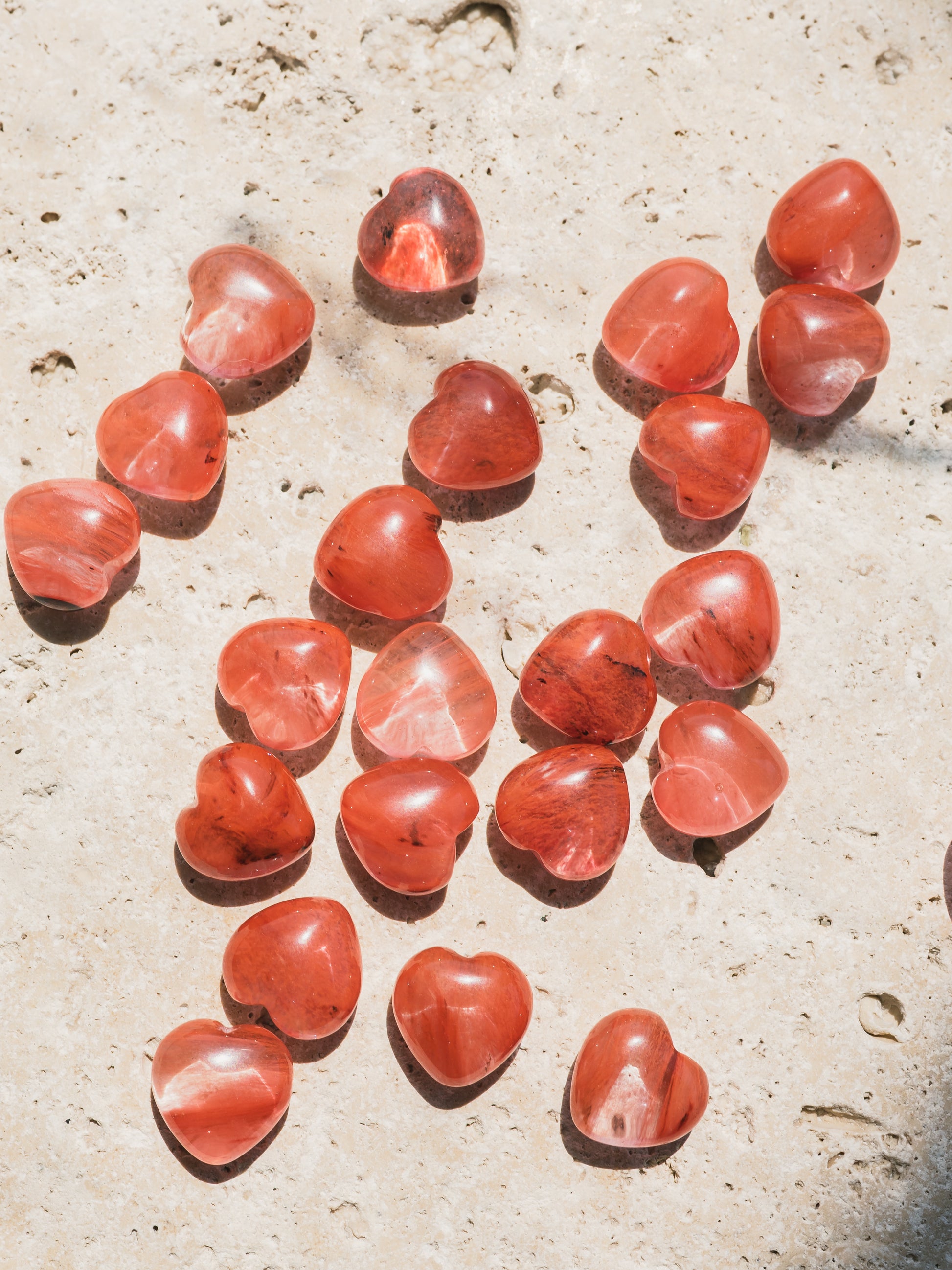 Mini Cherry Quartz Puffy Hearts