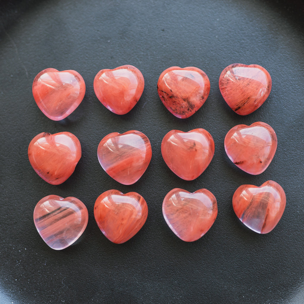 Mini Cherry Quartz Puffy Hearts