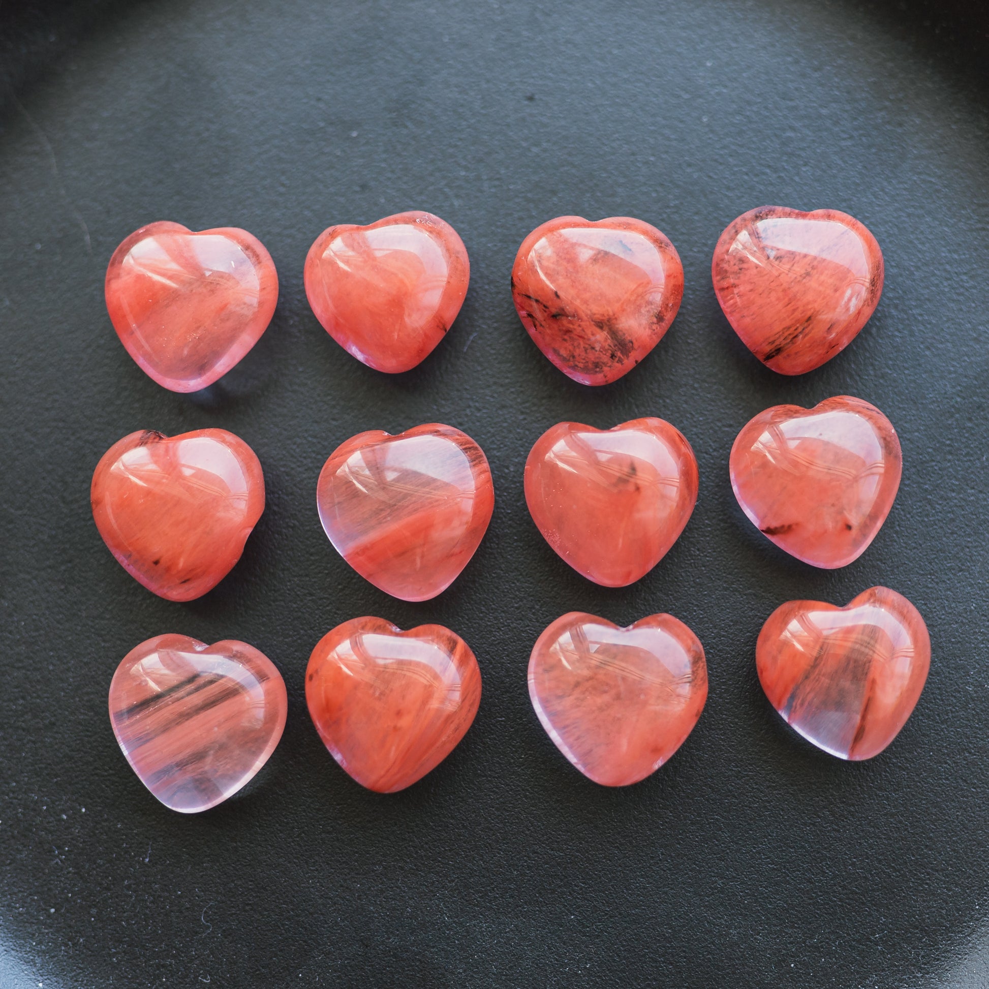 Mini Cherry Quartz Puffy Hearts