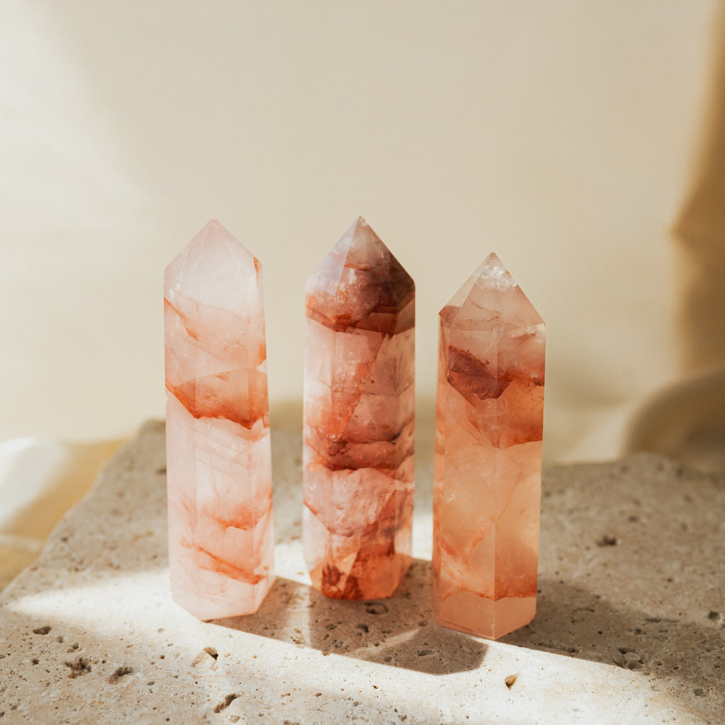 Natural Red Flower Quartz Tower