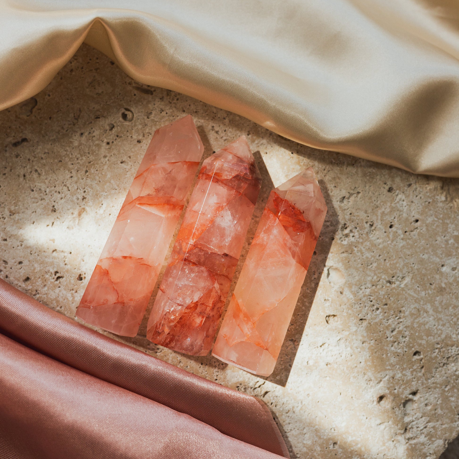 Natural Red Flower Quartz Tower