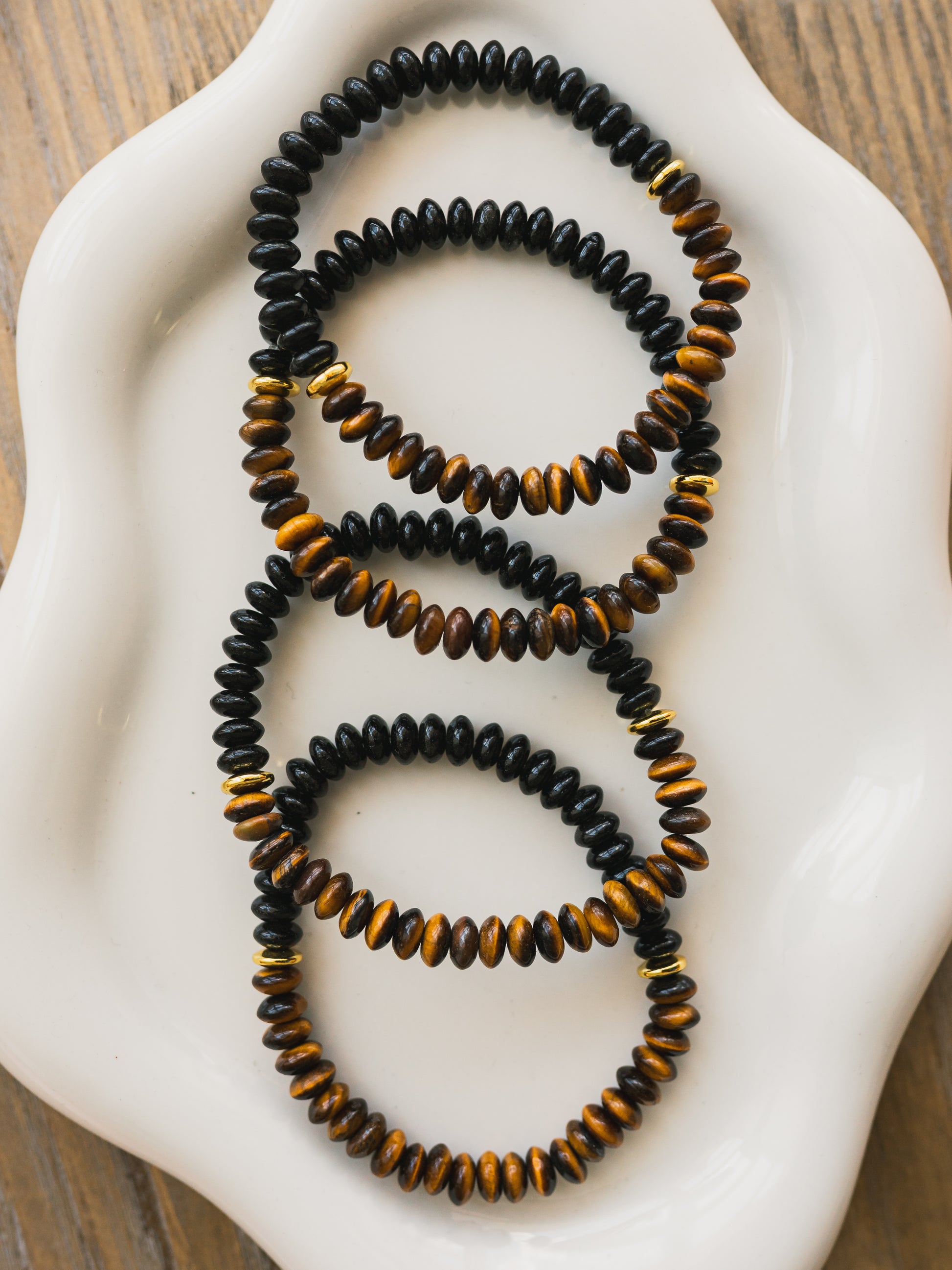 Tigers Eye and Black Jasper Gemstone Bracelet