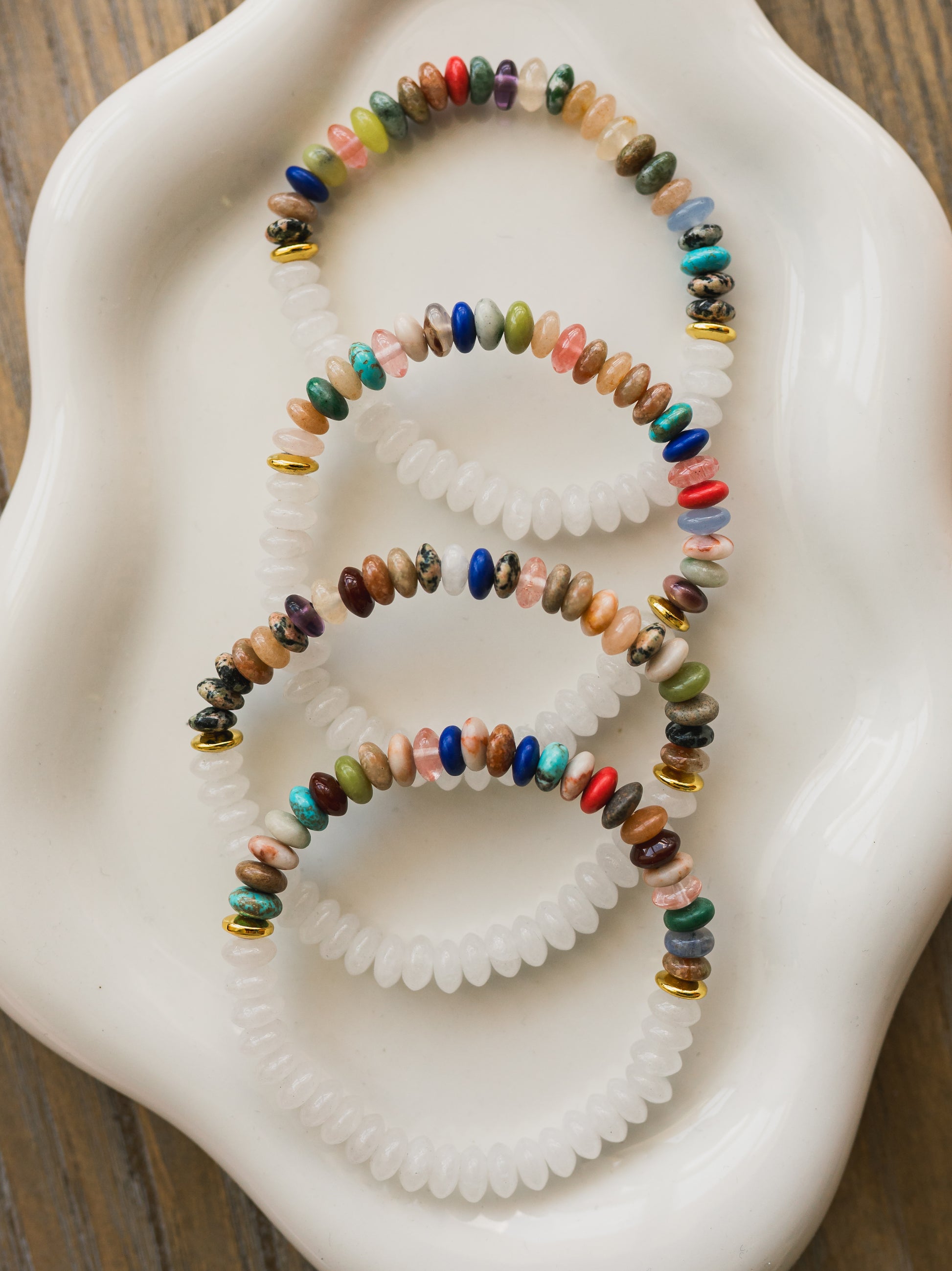 Mixed Stone and White Jade Gemstone Bracelet