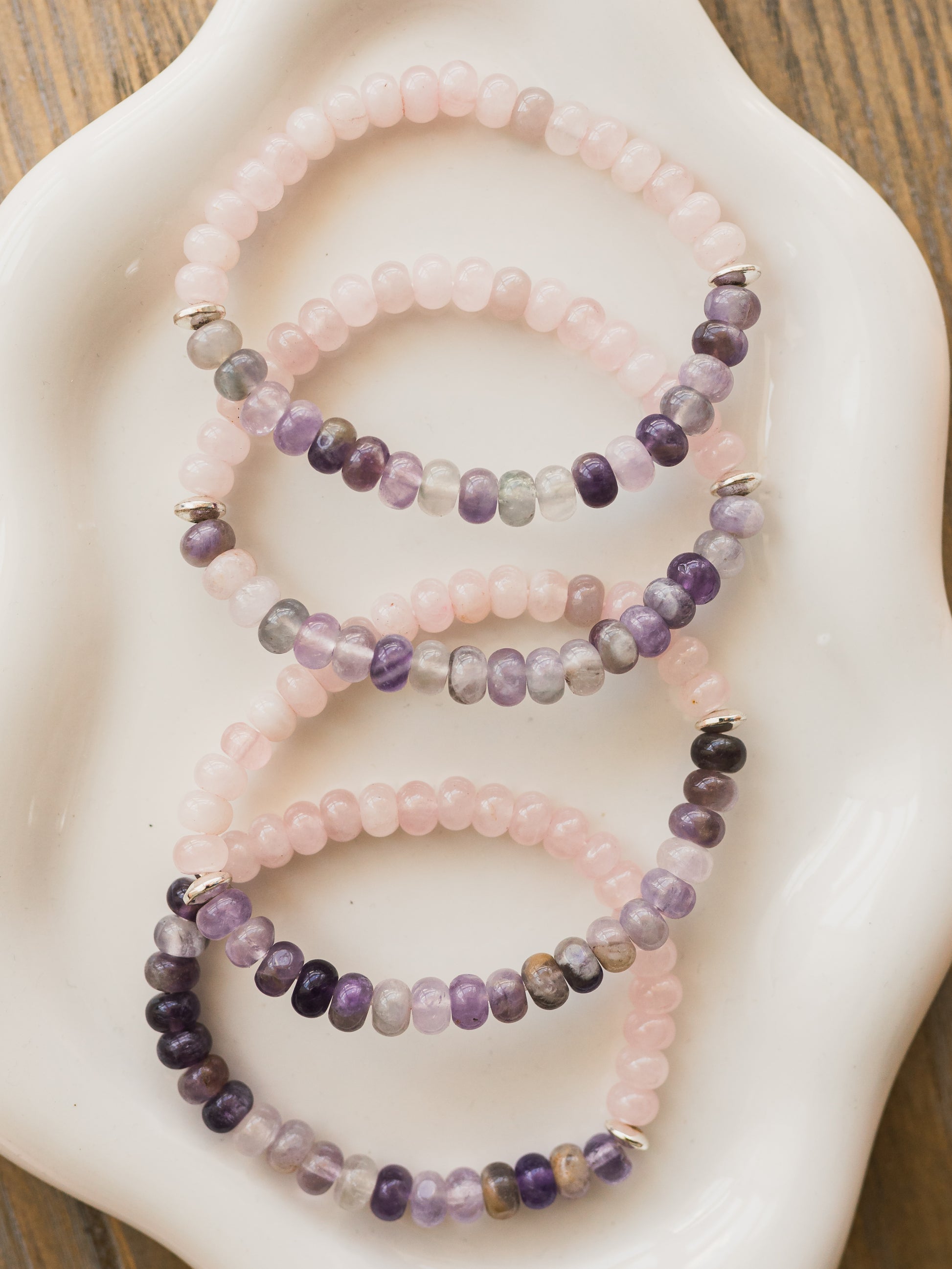 Amethyst and Rose Quartz Gemstone Bracelet