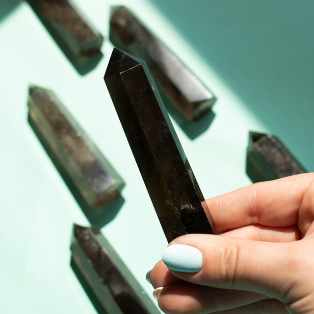 Natural Smoky Quartz Crystal Tower