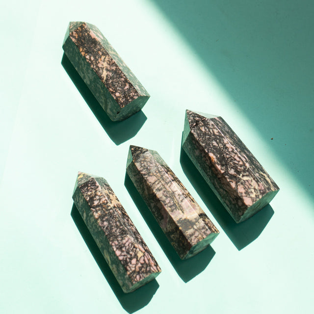 Natural Rhodonite Crystal Tower