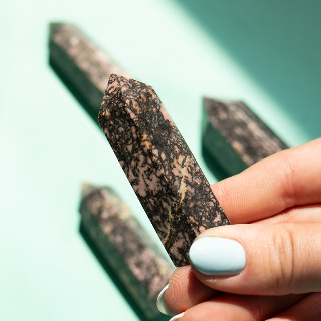 Natural Rhodonite Crystal Tower