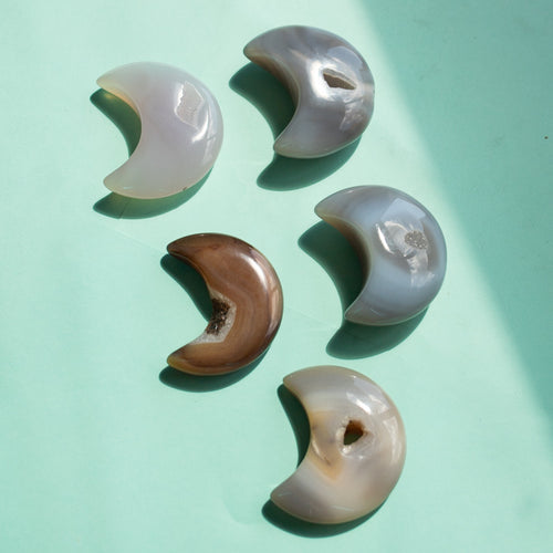 Agate Geode Crescent Moon Crystal