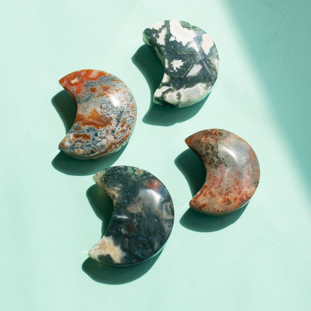 Ocean Agate Crescent Moon Crystal