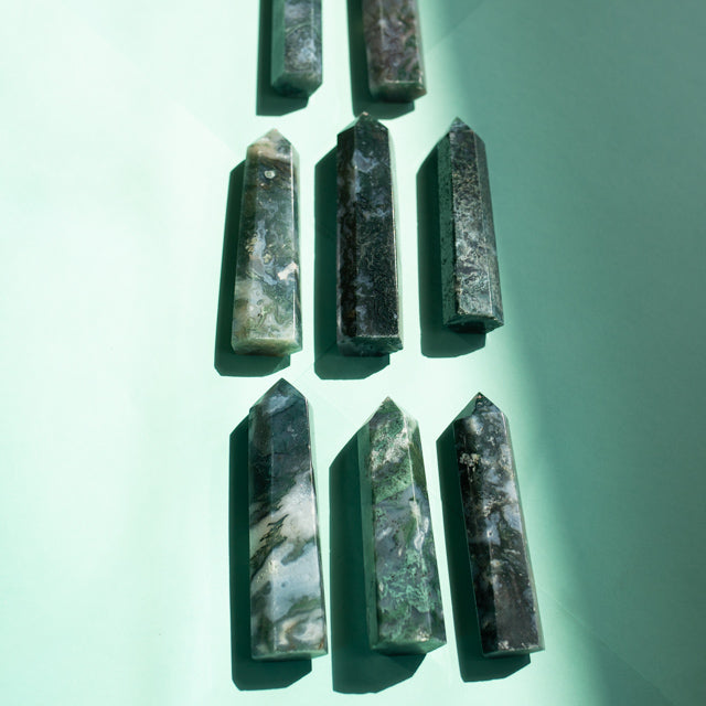 Natural Moss Agate Tower