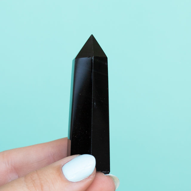 Natural Black Obsidian Crystal Tower