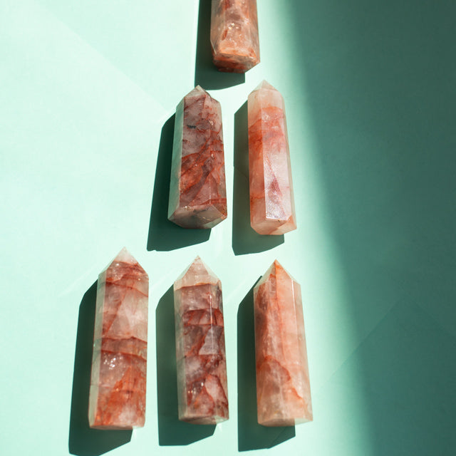 Natural Red Flower Quartz Tower