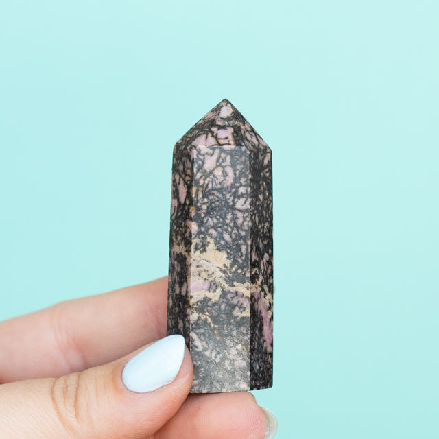 Natural Rhodonite Crystal Tower