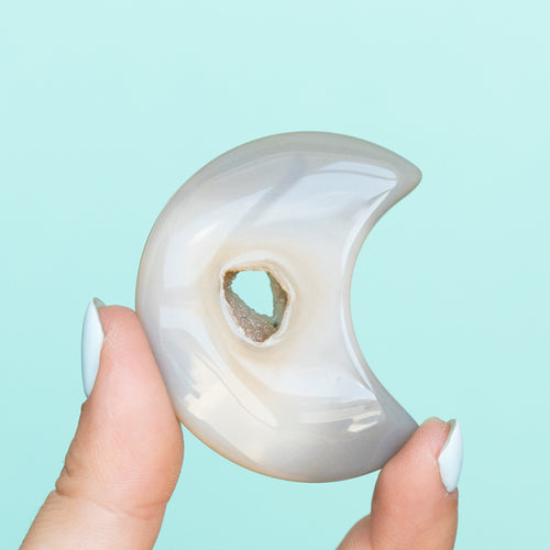 Agate Geode Crescent Moon Crystal
