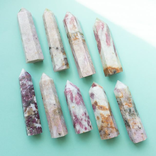 Natural Pink Tourmaline Crystal Tower