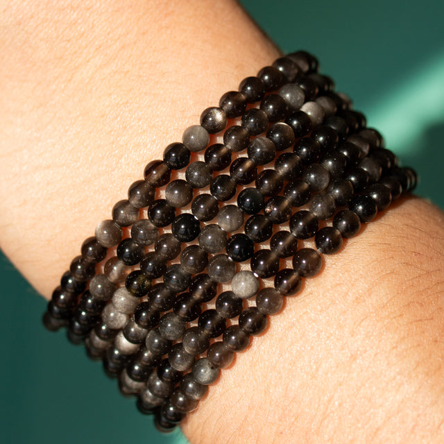 Silver Obsidian Gemstone Bracelet