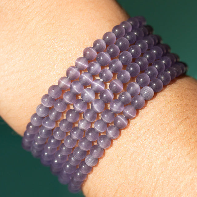 Natural Purple Cat Eye Gemstone Bracelet