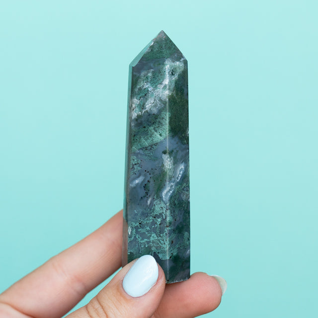 Natural Moss Agate Tower